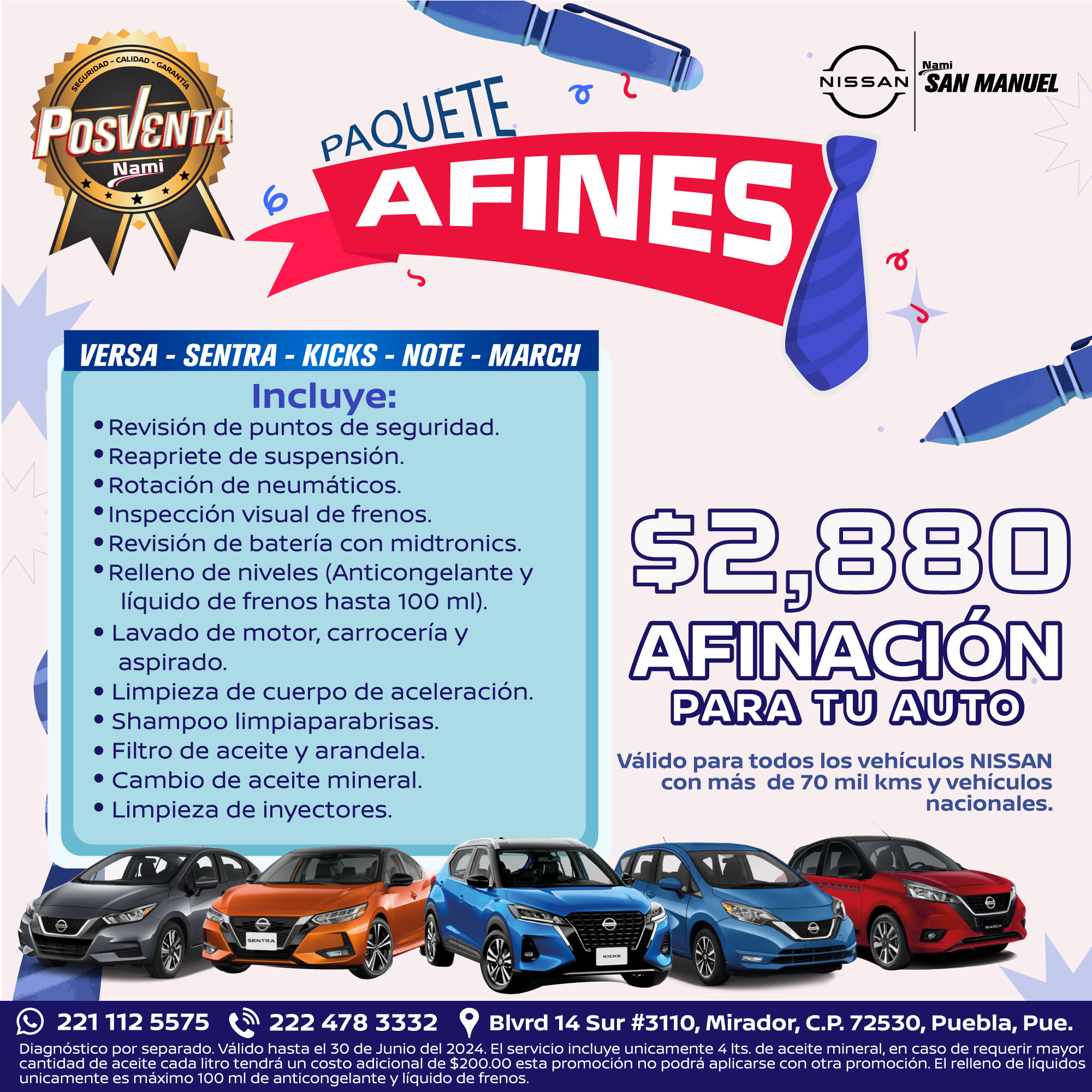 Nissan Nami San Manuel. Promociones de servicio y partes